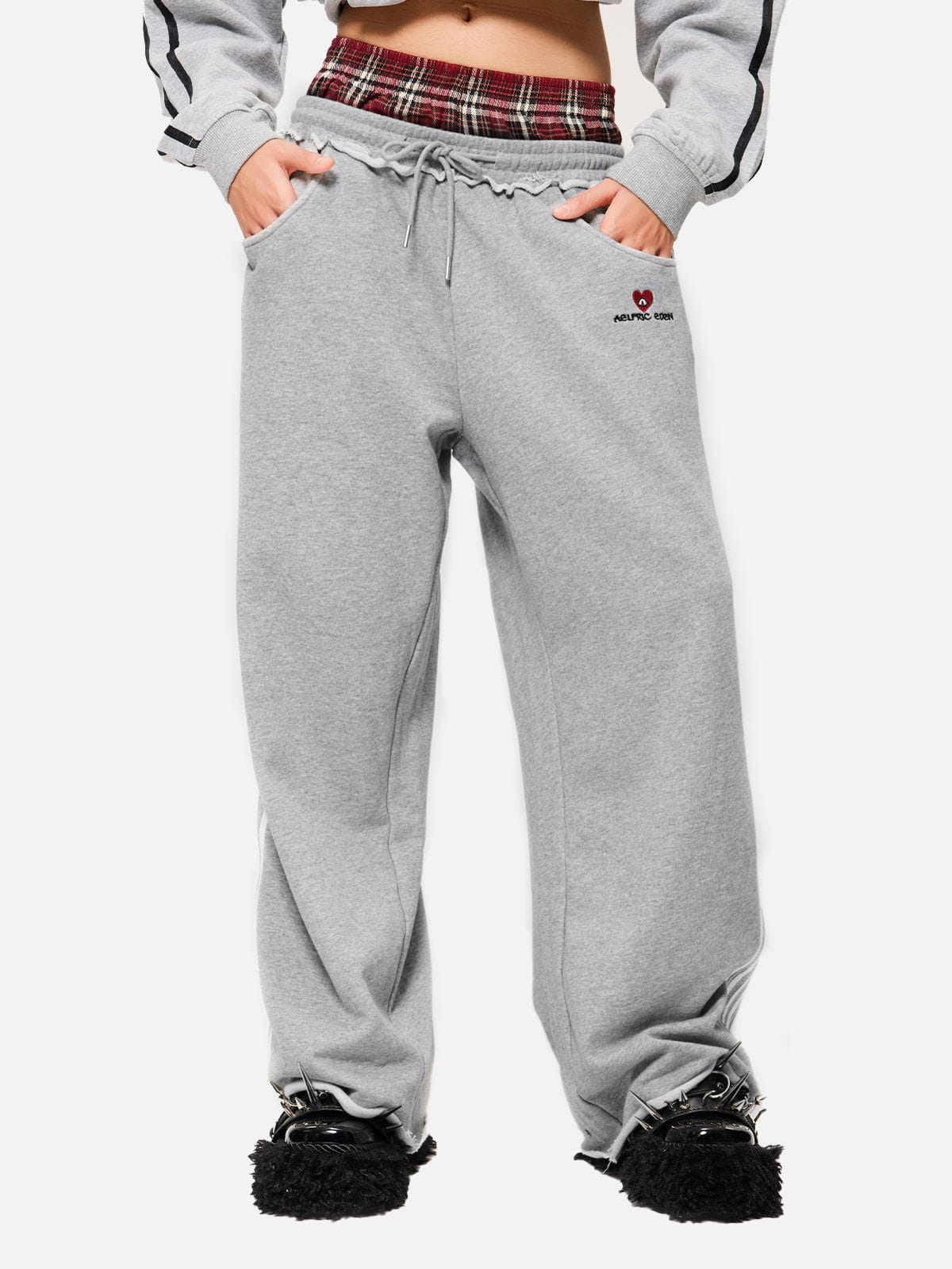 Sabine | Joggingbroek met dubbele tailleband en wijde pijpen