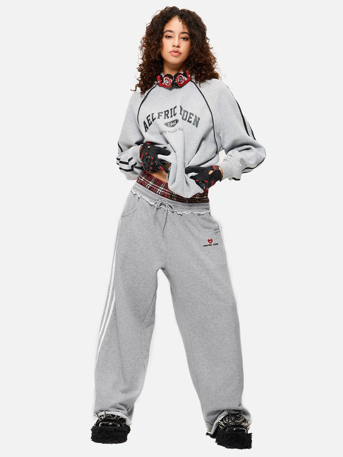 Sabine | Joggingbroek met dubbele tailleband en wijde pijpen