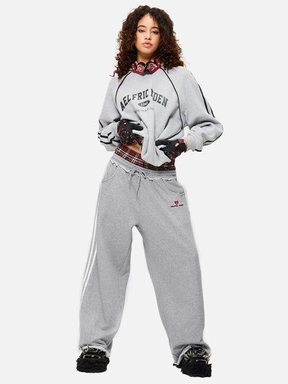 Sabine | Joggingbroek met dubbele tailleband en wijde pijpen