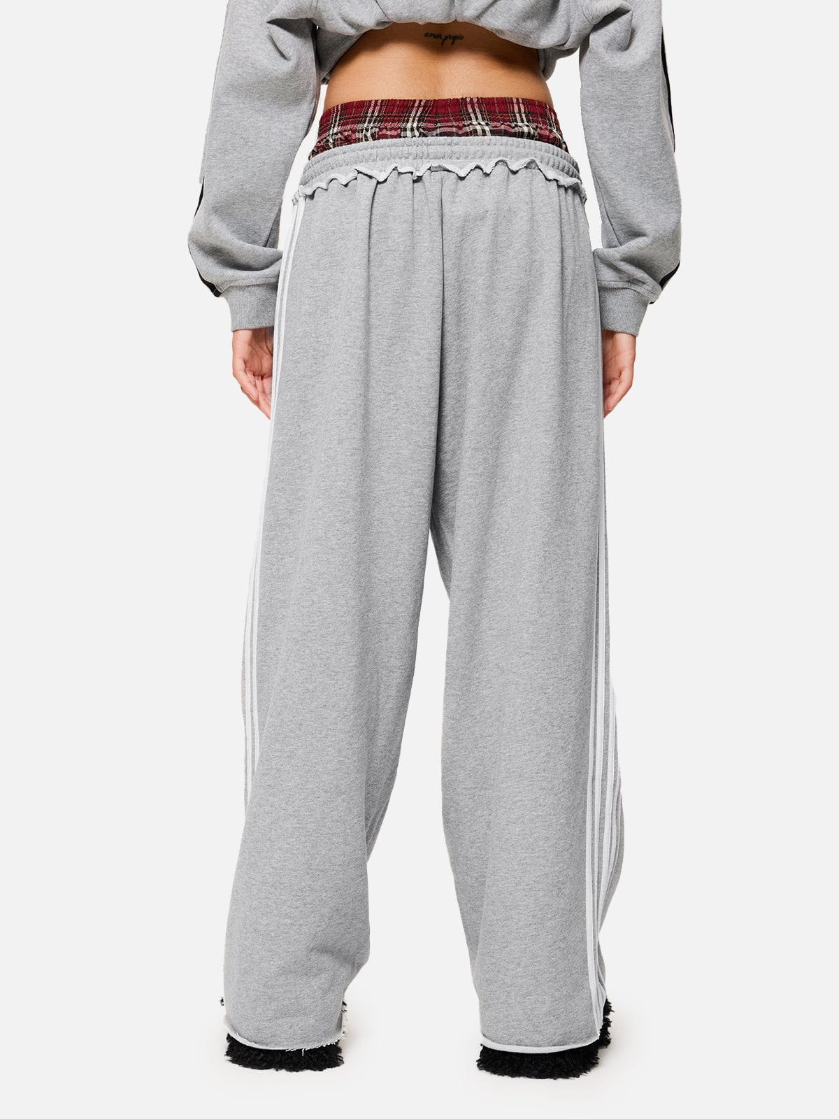 Sabine | Joggingbroek met dubbele tailleband en wijde pijpen