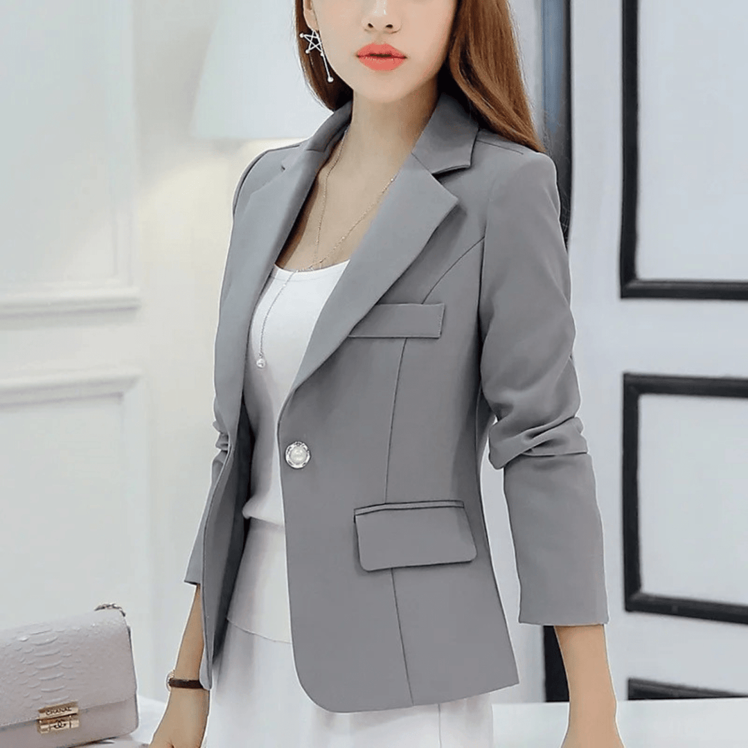 Slim Fit Damesblazer – Elegante Zakelijke Blazer met Zakken voor Werk en Kantoor