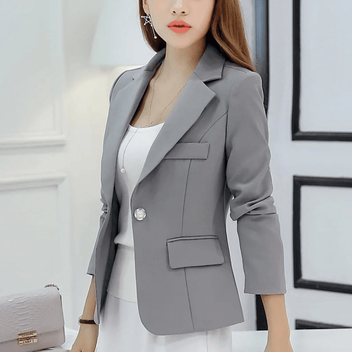 Slim Fit Damesblazer – Elegante Zakelijke Blazer met Zakken voor Werk en Kantoor