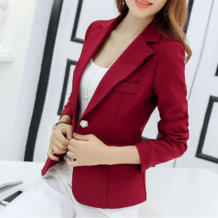 Slim Fit Damesblazer – Elegante Zakelijke Blazer met Zakken voor Werk en Kantoor