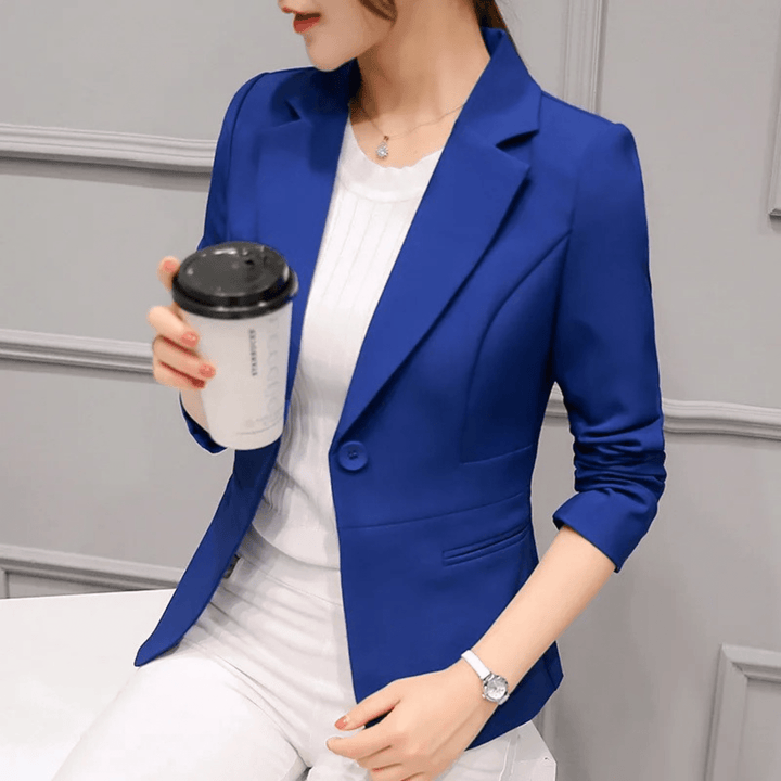 Slim Fit Damesblazer – Elegante Zakelijke Blazer met Zakken voor Werk en Kantoor