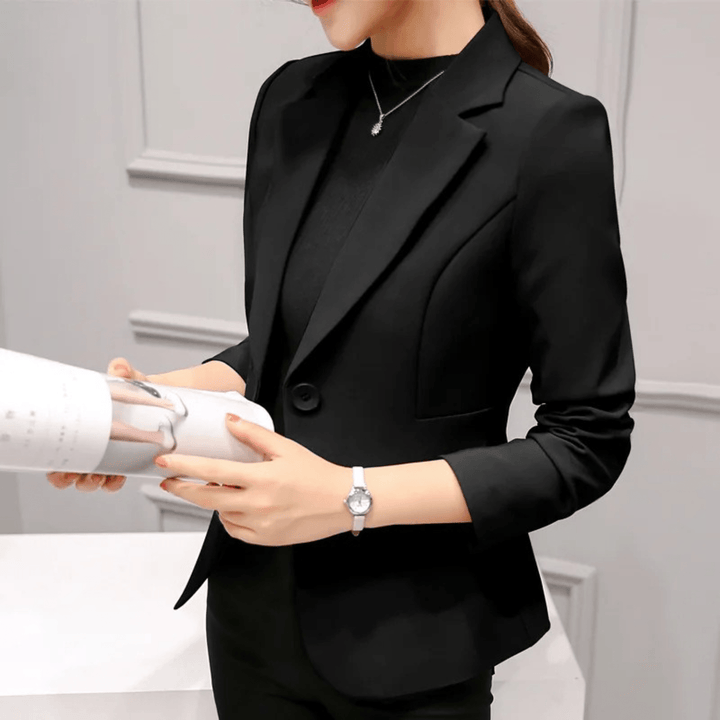 Slim Fit Damesblazer – Elegante Zakelijke Blazer met Zakken voor Werk en Kantoor