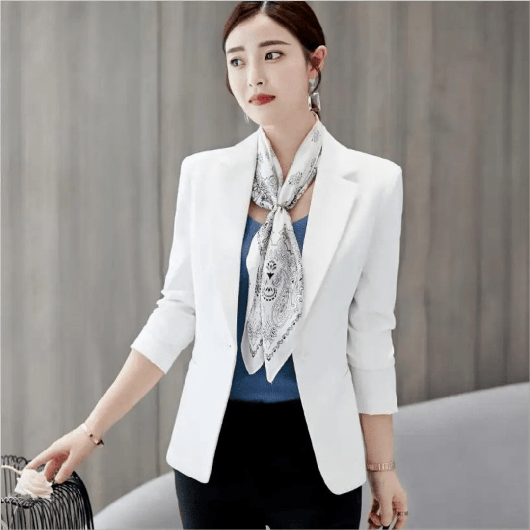 Slim Fit Damesblazer – Elegante Zakelijke Blazer met Zakken voor Werk en Kantoor