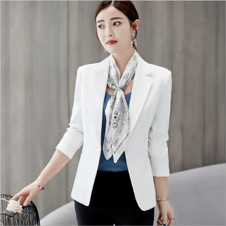 Slim Fit Damesblazer – Elegante Zakelijke Blazer met Zakken voor Werk en Kantoor