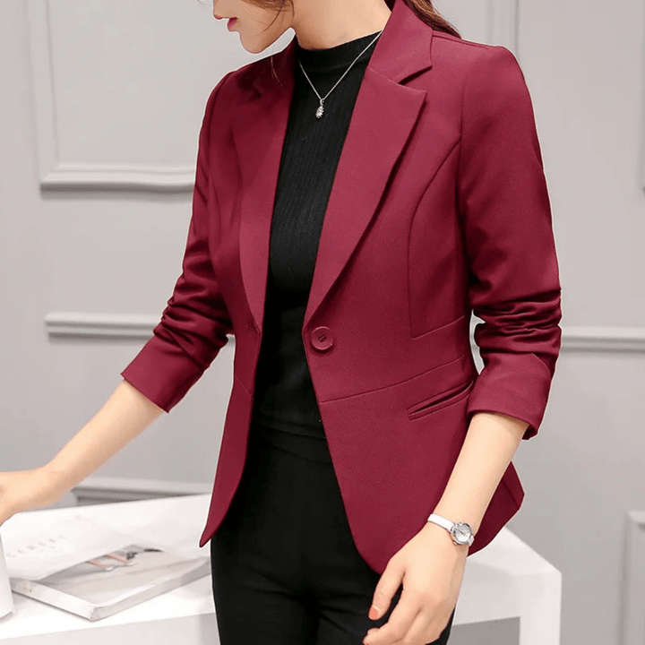 Slim Fit Damesblazer – Elegante Zakelijke Blazer met Zakken voor Werk en Kantoor