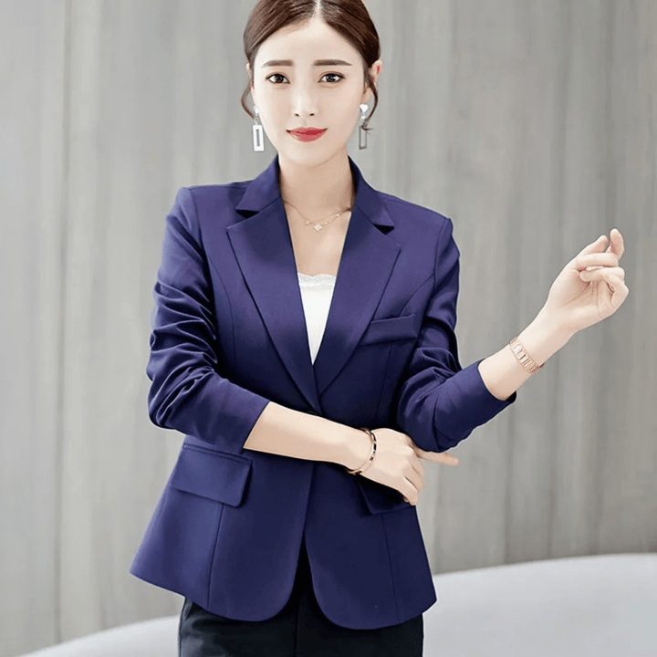 Slim Fit Damesblazer – Elegante Zakelijke Blazer met Zakken voor Werk en Kantoor
