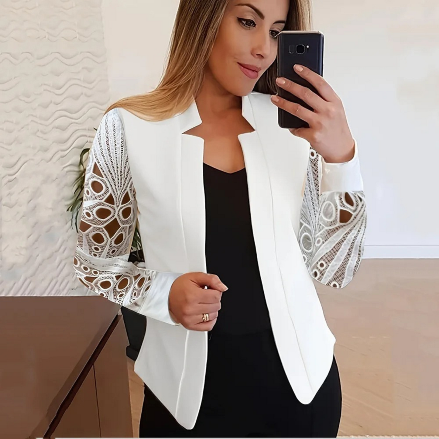 Slim fit korte dames blazer