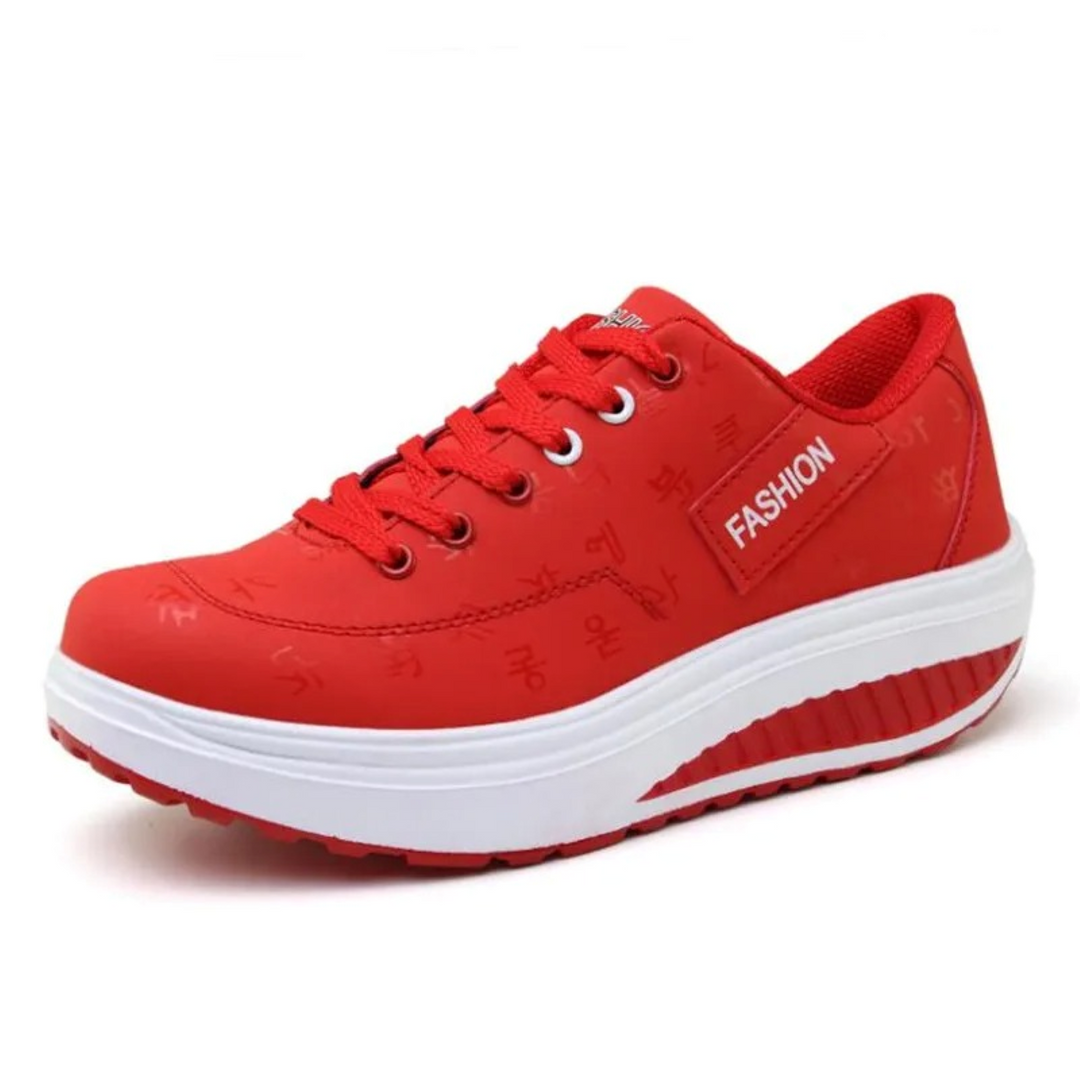 Sport stijl bedrukte zwarte hoge zool orthopedische dames sneakers