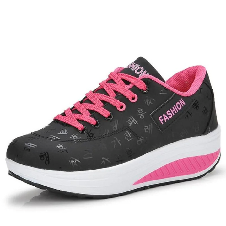 Sport stijl bedrukte zwarte hoge zool orthopedische dames sneakers