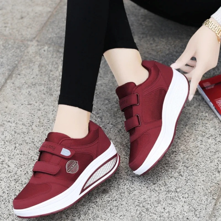 Sport stijl rood slanke platte gesp orthopedische dames sneakers