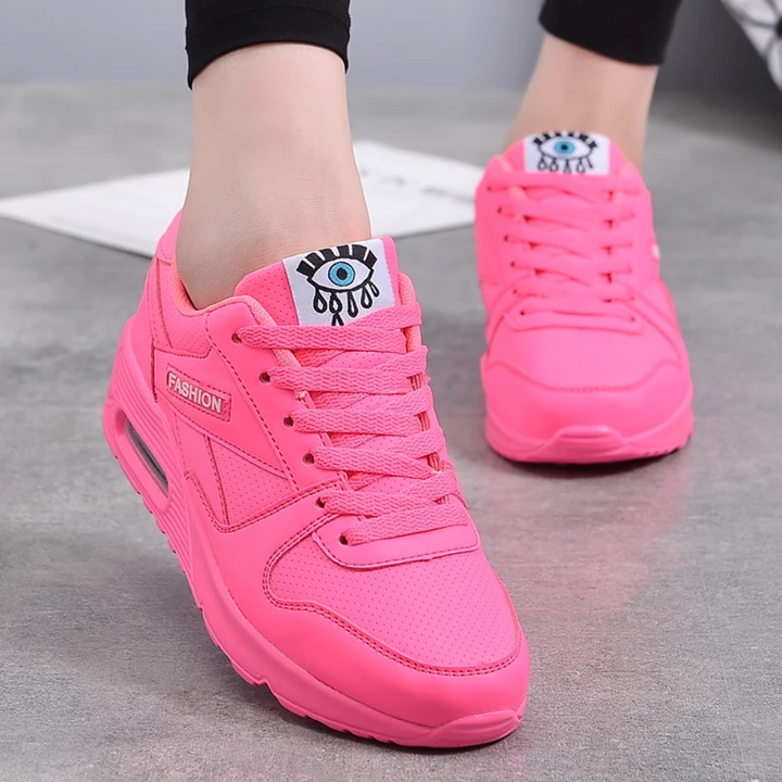 Sport stijl roze leer zacht lichtgewicht orthopedische dames sneakers