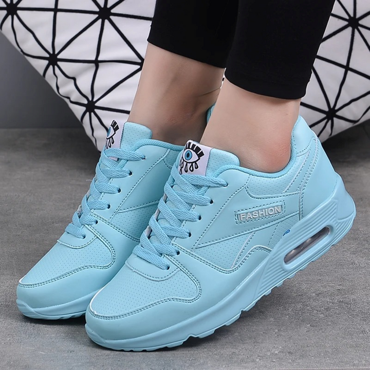 Sport stijl roze leer zacht lichtgewicht orthopedische dames sneakers