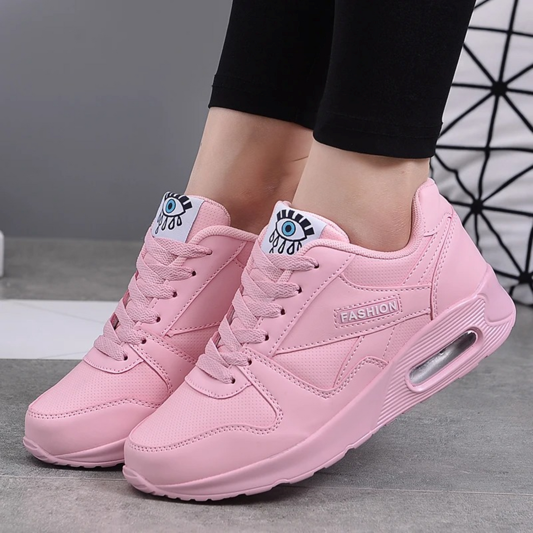 Sport stijl roze leer zacht lichtgewicht orthopedische dames sneakers