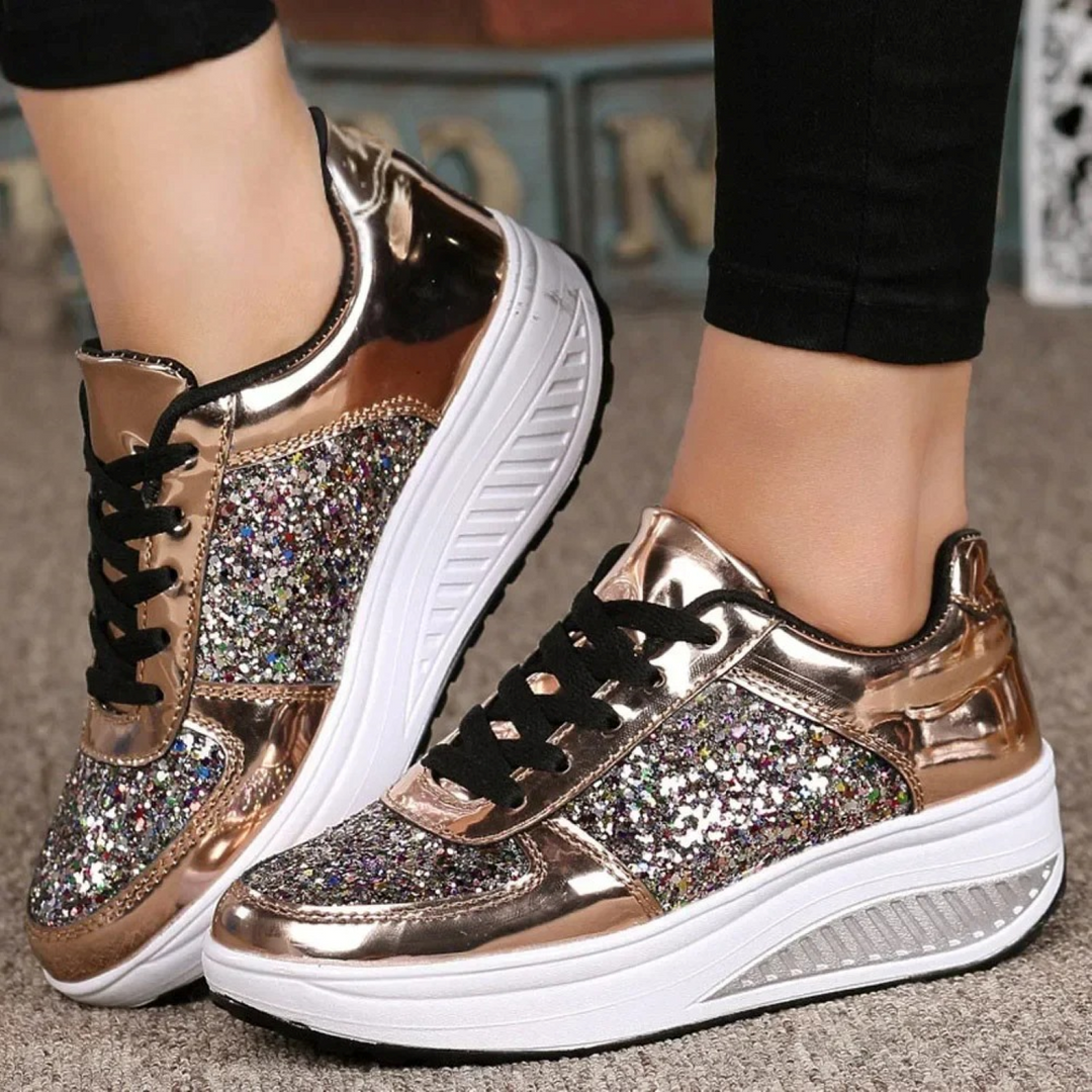 Sport stijl zilver hoge zool orthopedische dames sneakers