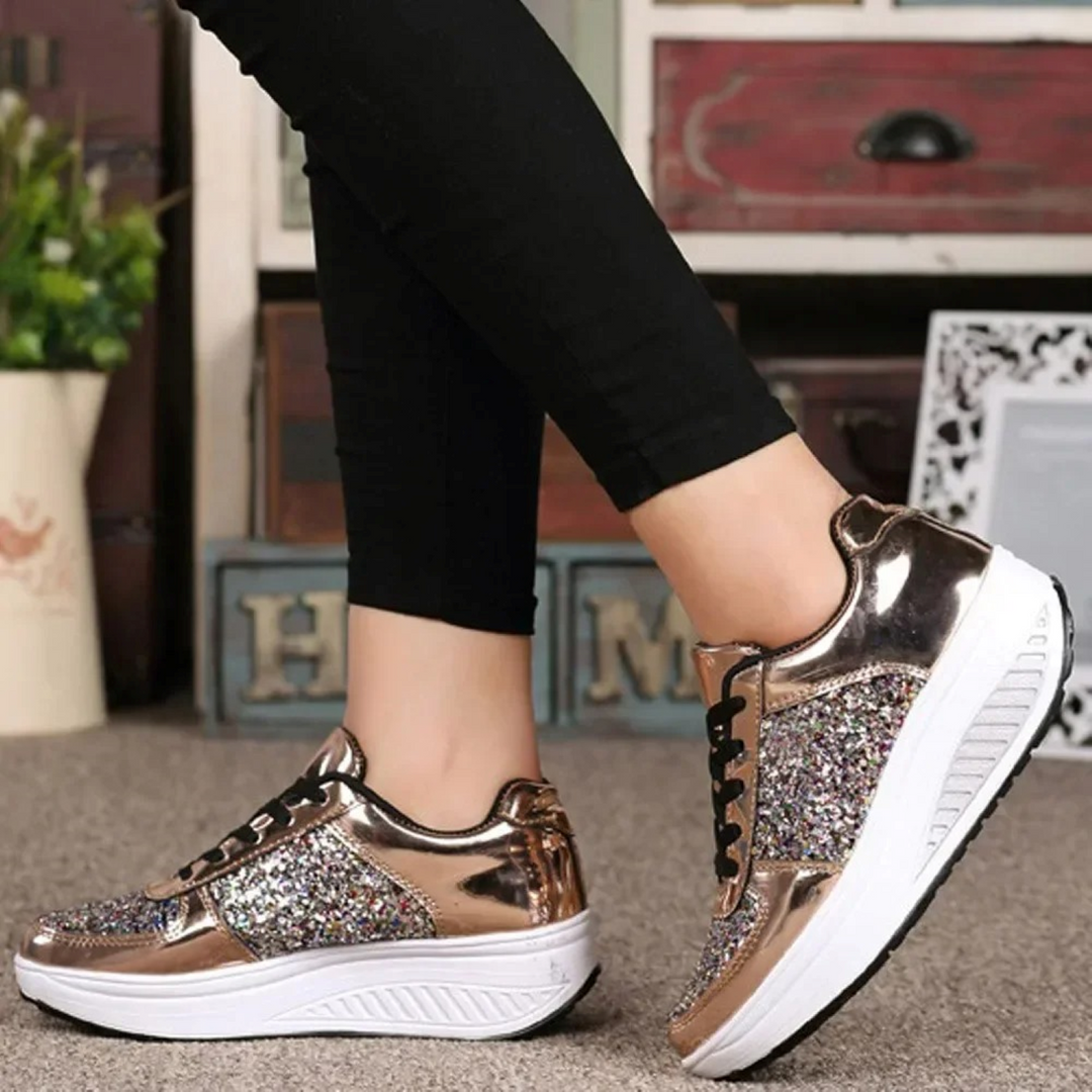 Sport stijl zilver hoge zool orthopedische dames sneakers