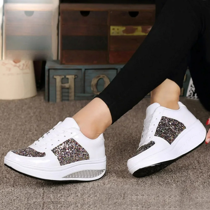 Sport stijl zilver hoge zool orthopedische dames sneakers