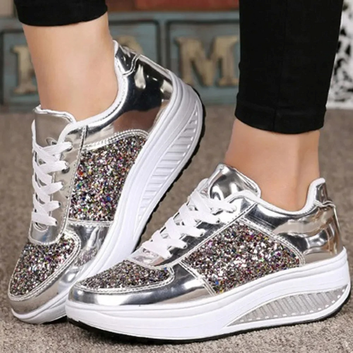 Sport stijl zilver hoge zool orthopedische dames sneakers