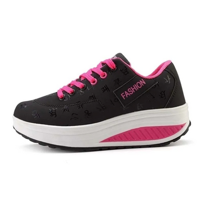 Sport stijl zwart hoge zool elastische orthopedische dames sneakers