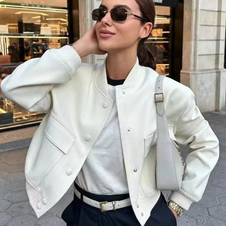 Trendy dames bomberjack – Stijlvolle korte jas met zakken