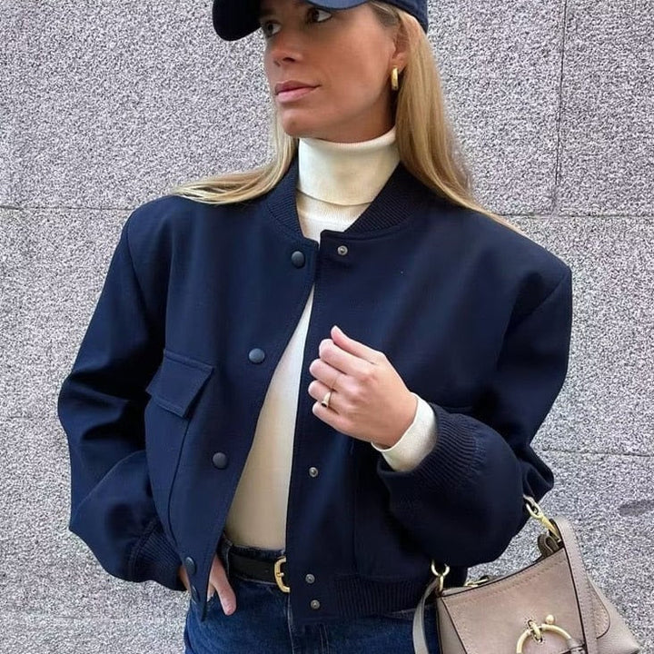 Trendy dames bomberjack – Stijlvolle korte jas met zakken