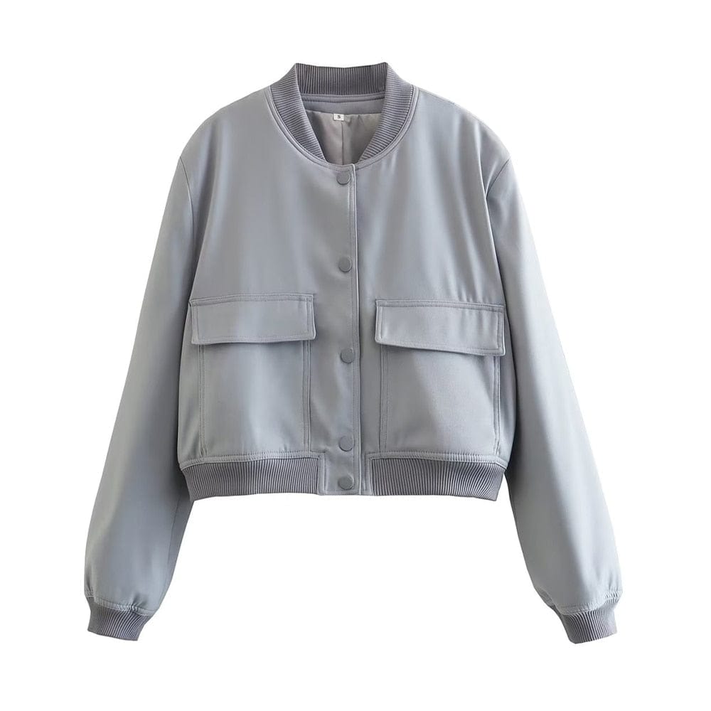 Trendy dames bomberjack – Stijlvolle korte jas met zakken