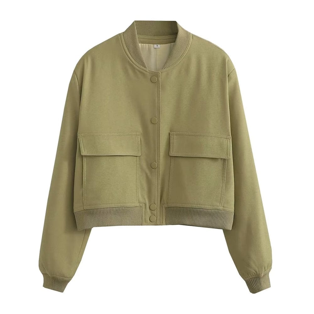 Trendy dames bomberjack – Stijlvolle korte jas met zakken