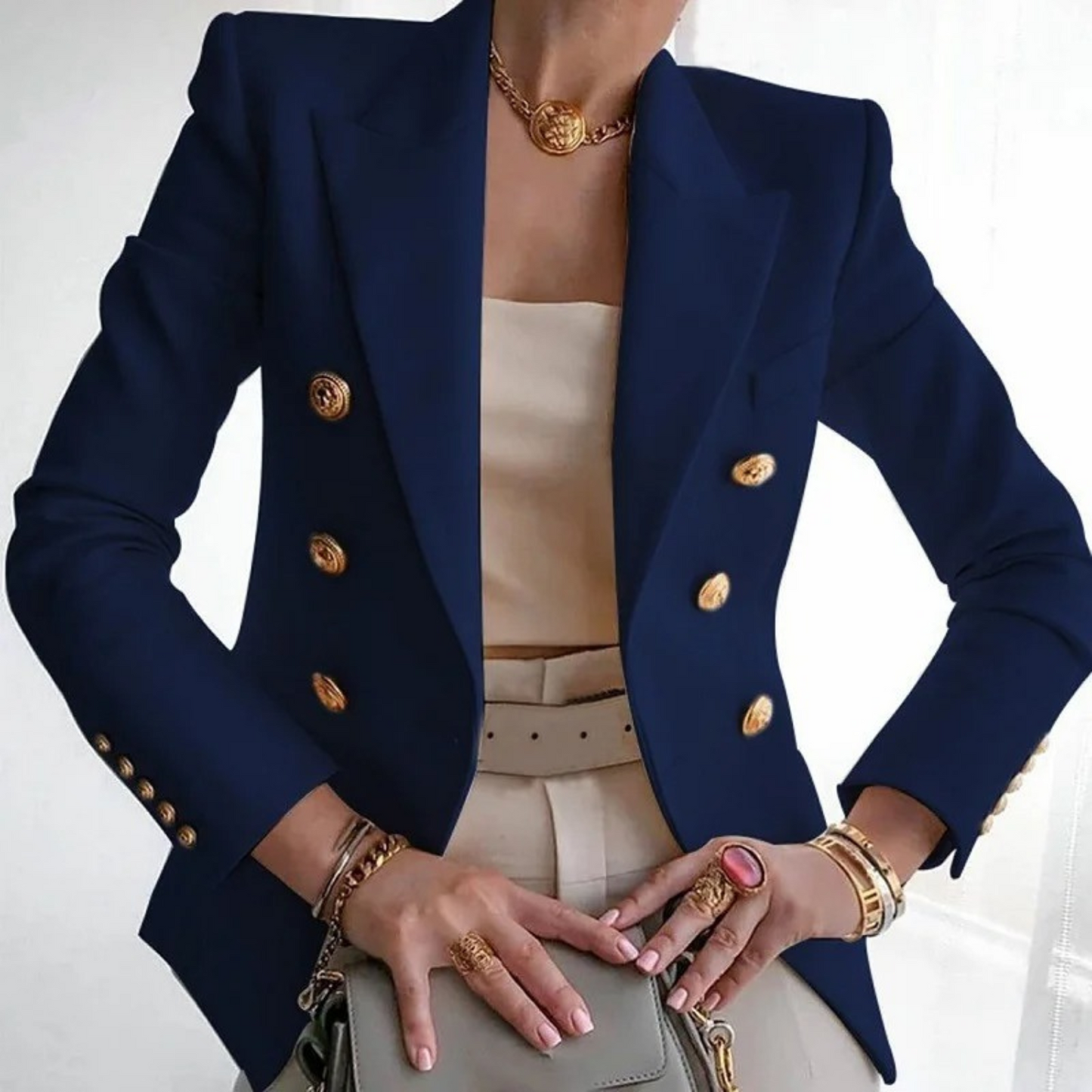 Vintage mode dames blazer met dubbele rij knopen