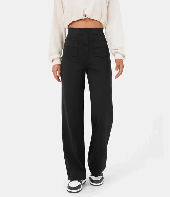 Claudine - High-waisted elastische casual broek