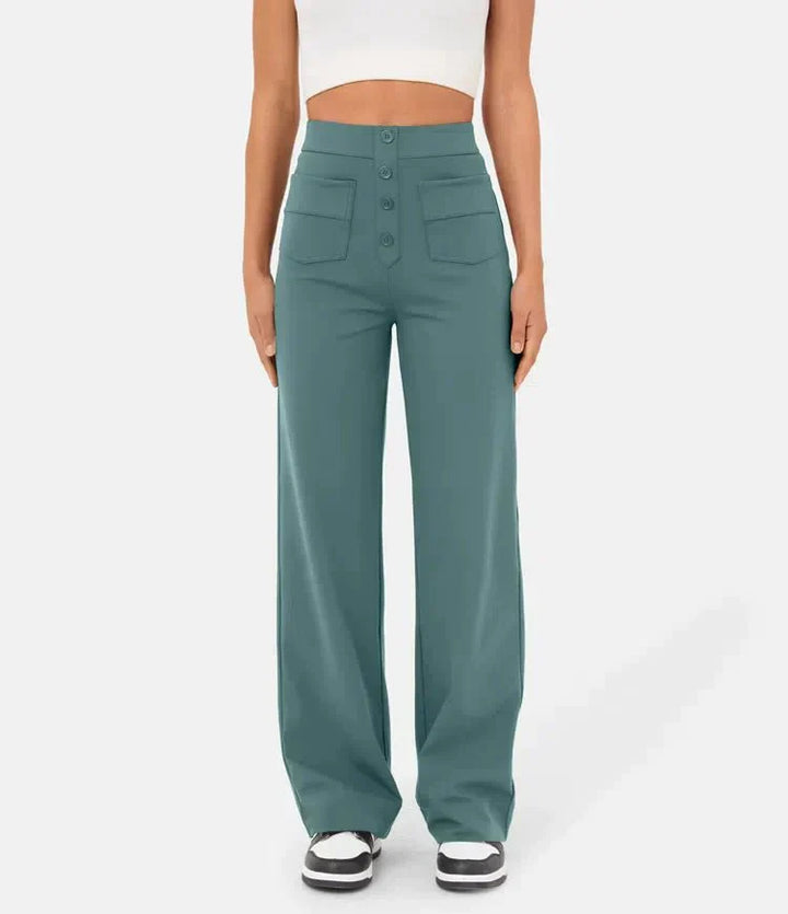 Claudine - High-waisted elastische casual broek